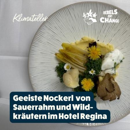 Geeiste Nockerl von Sauerrahm und Wildkräutern im Hotel Regina