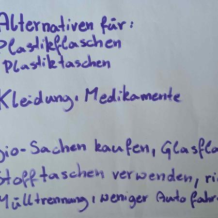 Plakat von Schüler*innen mit Ideen zur Plastikvermeidung, RESPECT NATURE