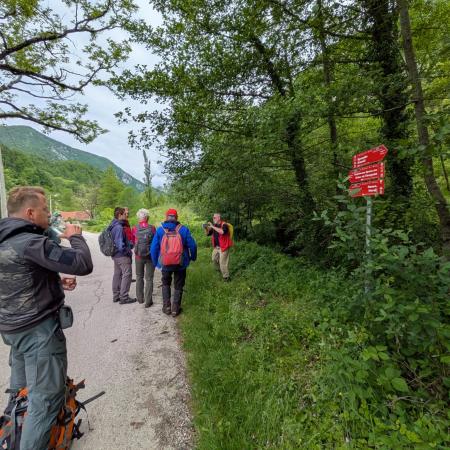 Participants next to a trail sign in Serbia, TRAILS Project